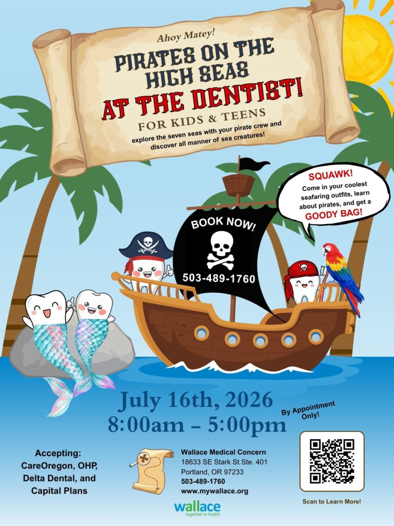 pirate themed dental day for kids and teens on July 16th.