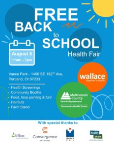 free back to school health fair August 6th